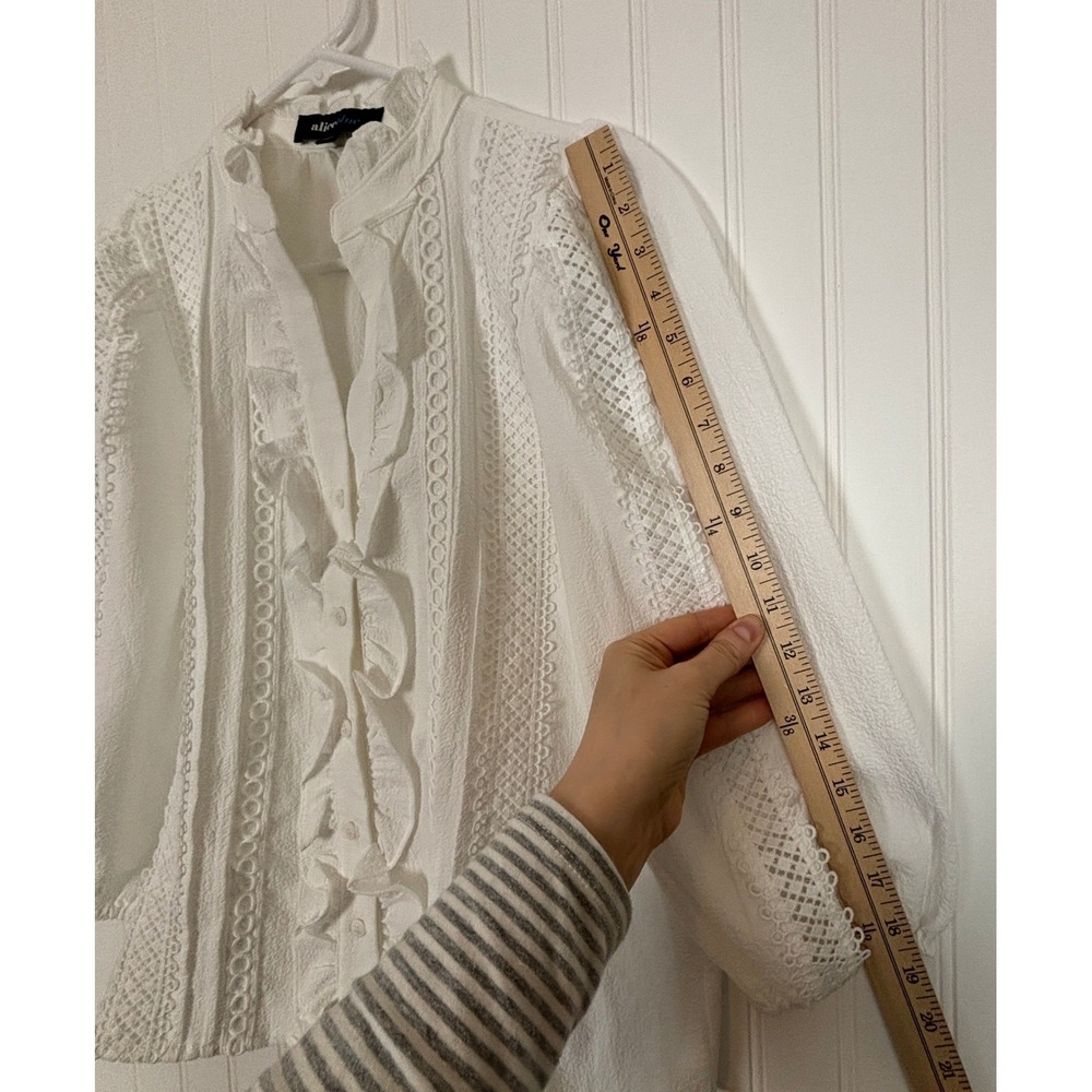 Victorian Ruffle Lace Blouse S White Romantic Cottagecore Prairie Top Peasant - Picture 11 of 13